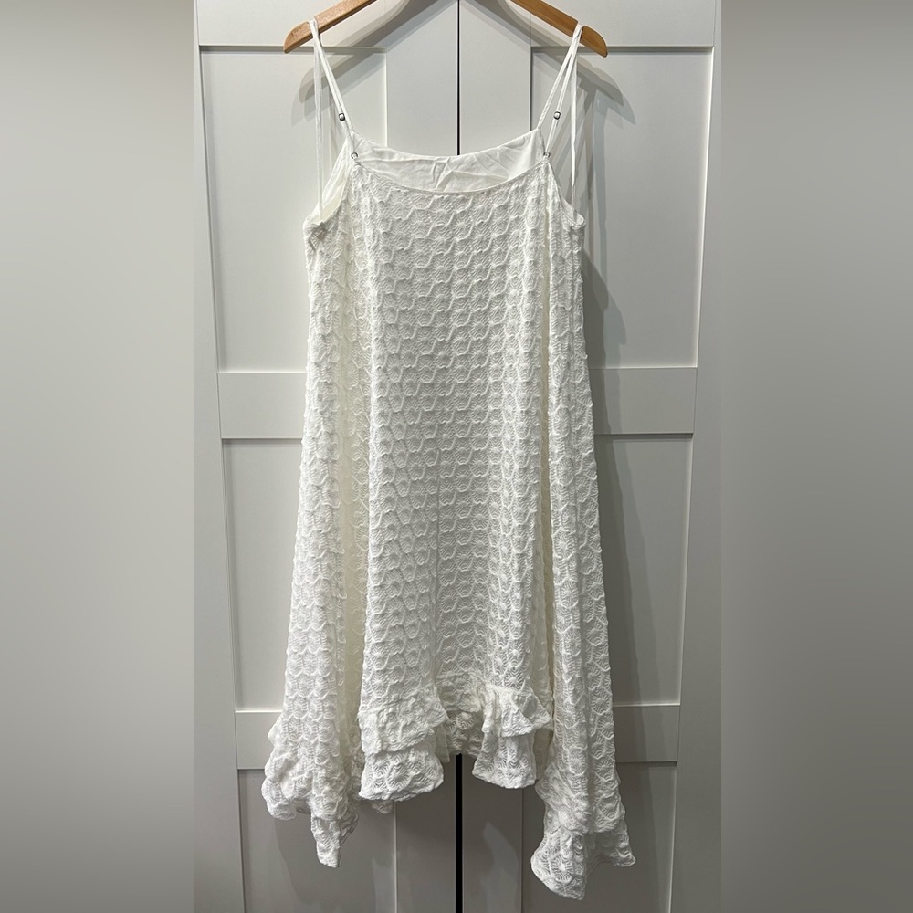 Anthropologie White Crochet Ruffled Midi Dress Women’s Large - Picture 4 of 13